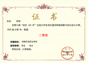 卓鼎民族职院学子在“经世 IUV 杯”全国大学生现代通信网络部署与优化设计大赛中斩获多项大奖